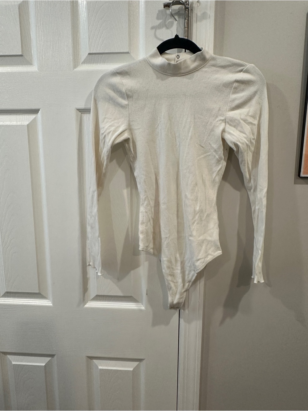 Abercrombie White Long Sleeve Mock Neck Bodysuit